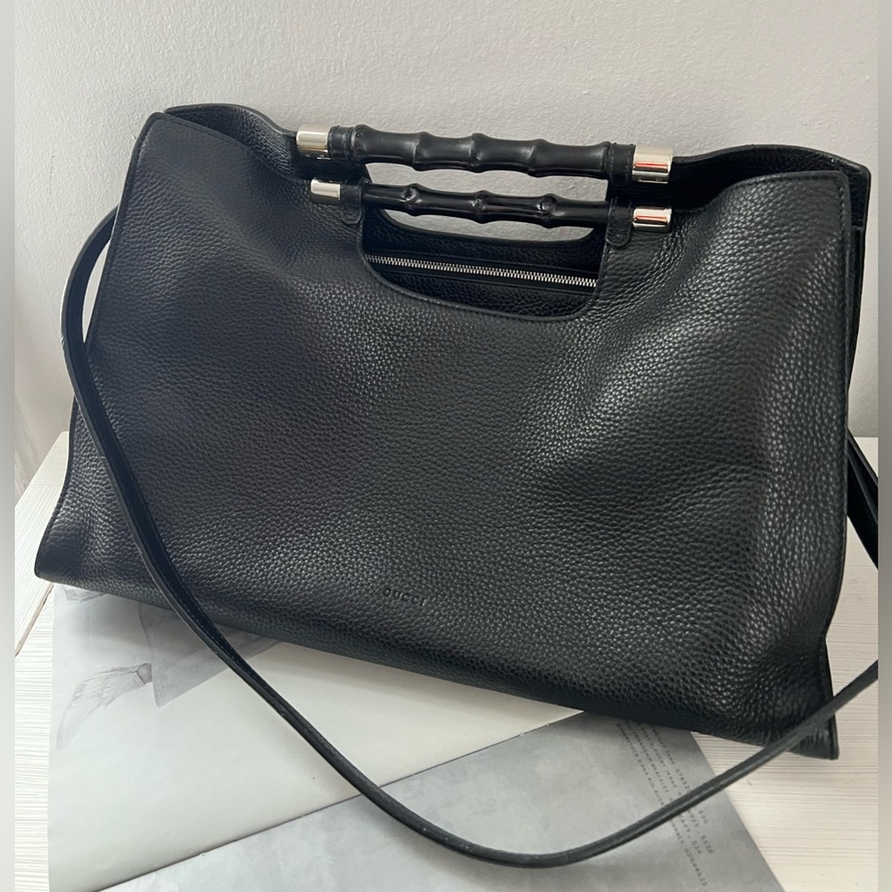 Gucci Black Tote with Bamboo Handles